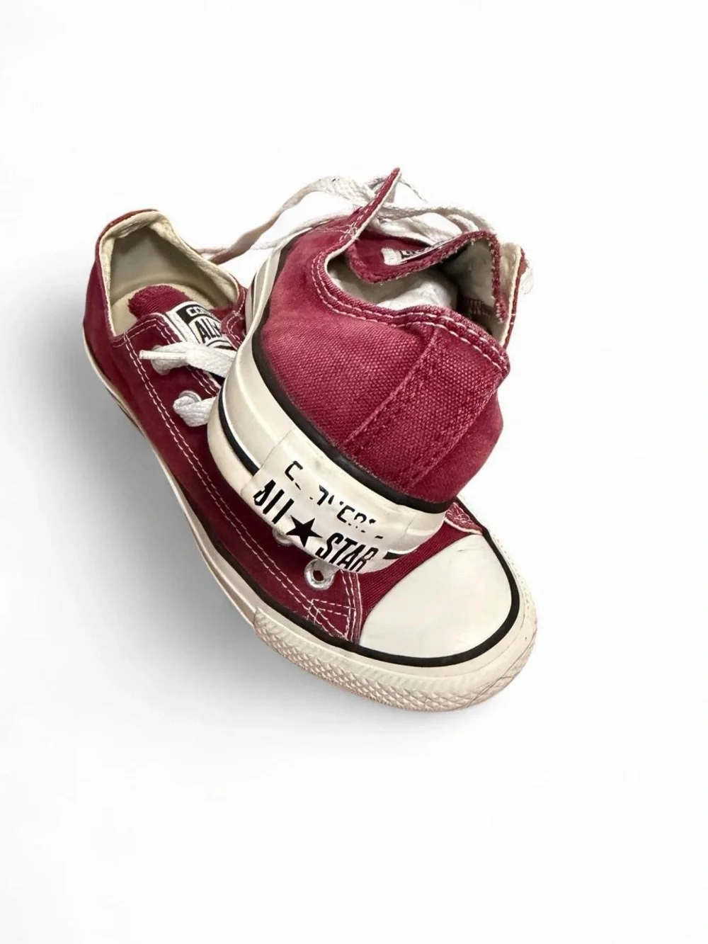 Converse Low Top Sneakers in Burgundy Canvas with White Accents